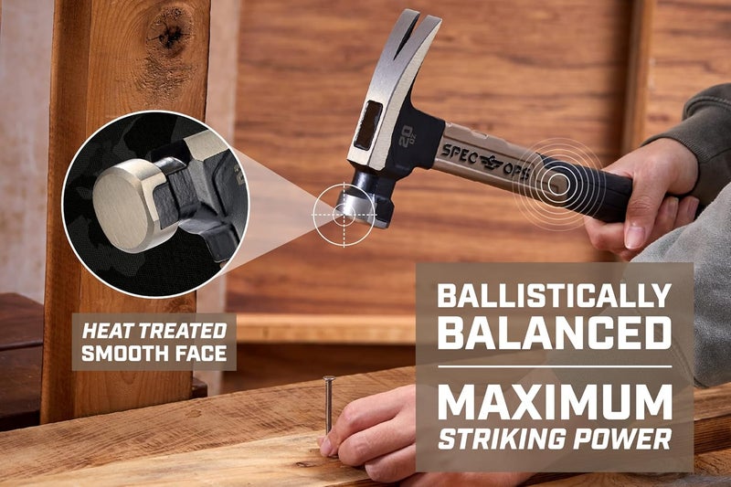 Spec-Ops Tools 20 oz Fiberglass Hammer, 13 Inch, Rip Claw, Shock-Absorbing Grip, 3% Donated to Veterans - Image 3